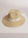 Straw Hat Deluxe Cream With White Strap