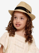 Chapeau de Paille Deluxe Enfants Crème Avec Lanière Noir