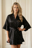 Ruffle Kimono Midnight Black