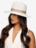 Straw Hat Deluxe Bright White Beige Strap