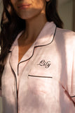 Pyjama Modal Pink Black Piping