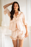 Pijama Volantes Crema