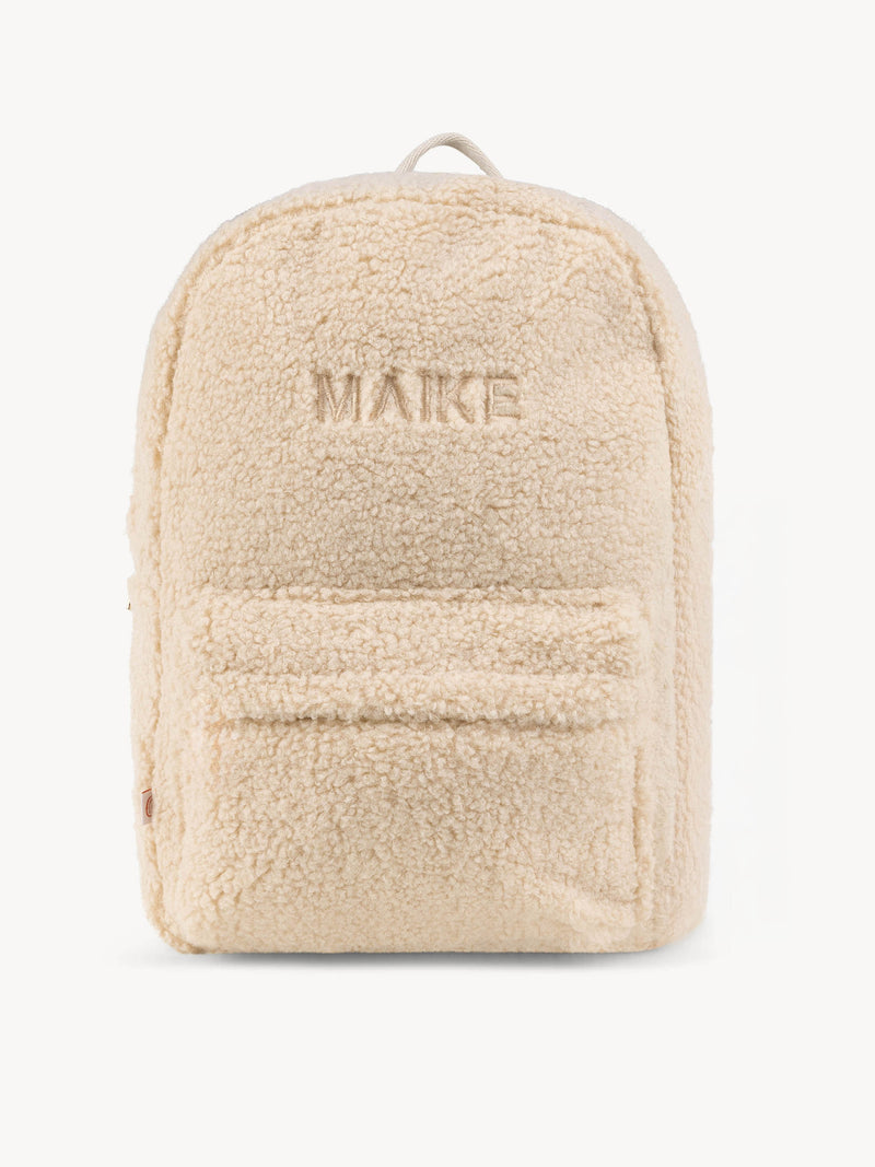 Maxi Mochila Peluche Crema