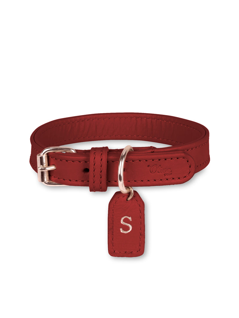 Hundehalsband Leder Rot