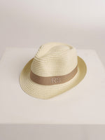 Chapeau de Paille Deluxe Enfants Blanc cassé Avec Lanière Beige