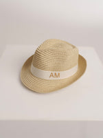 Sombrero de paja de lujo infantil crema con cinta blanca