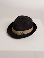 Chapeau de Paille Deluxe Enfants Noir Avec Lanière Beige