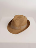 Sombrero de Paja de Lujo Infantil Marrón con Cinta Beige