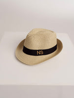 Chapeau de Paille Deluxe Enfants Crème Avec Lanière Noir