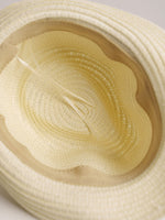 Sombrero de Paja de Lujo Infantil Blanquecino con Cinta Beige