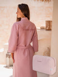 Waffle Badjas & Pouch Poeder roze