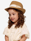 Chapeau de Paille Deluxe Enfants Brun Avec Lanière Blanche