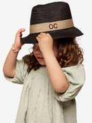 Sombrero de paja de lujo Infantil Negro Con cinta Beige