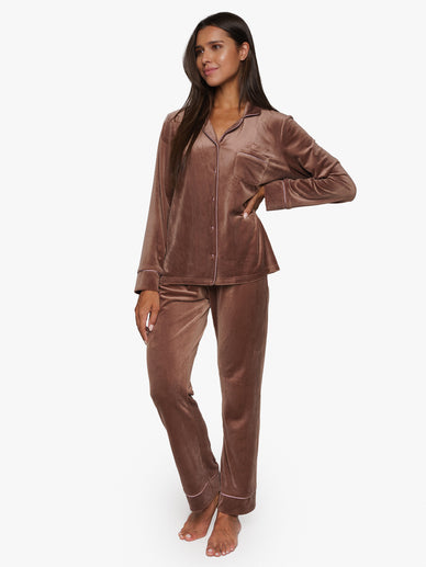 Pyjama-Velours Braun