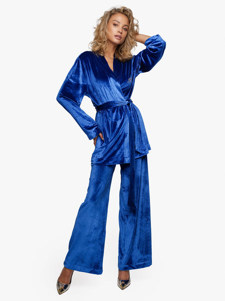 Pyjama En Velours Bleu Cobalt