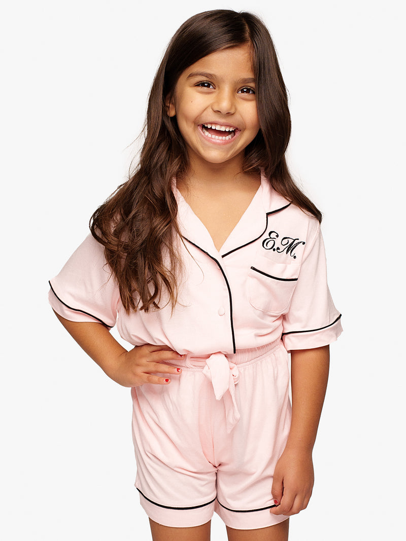 Pyjama Modal Rose Passepoil Noir Enfant