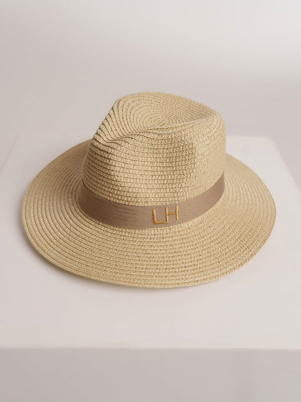 Strohoed Deluxe Crème Met Beige Band