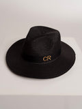 Straw Hat Deluxe Black With Black Strap