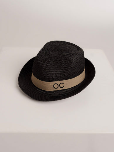 Sombrero de paja de lujo Infantil Negro Con cinta Beige
