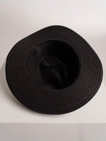 Sombrero De Paja De Lujo Negro Con Correa Negra