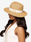 Straw Hat Deluxe Brown With White Strap